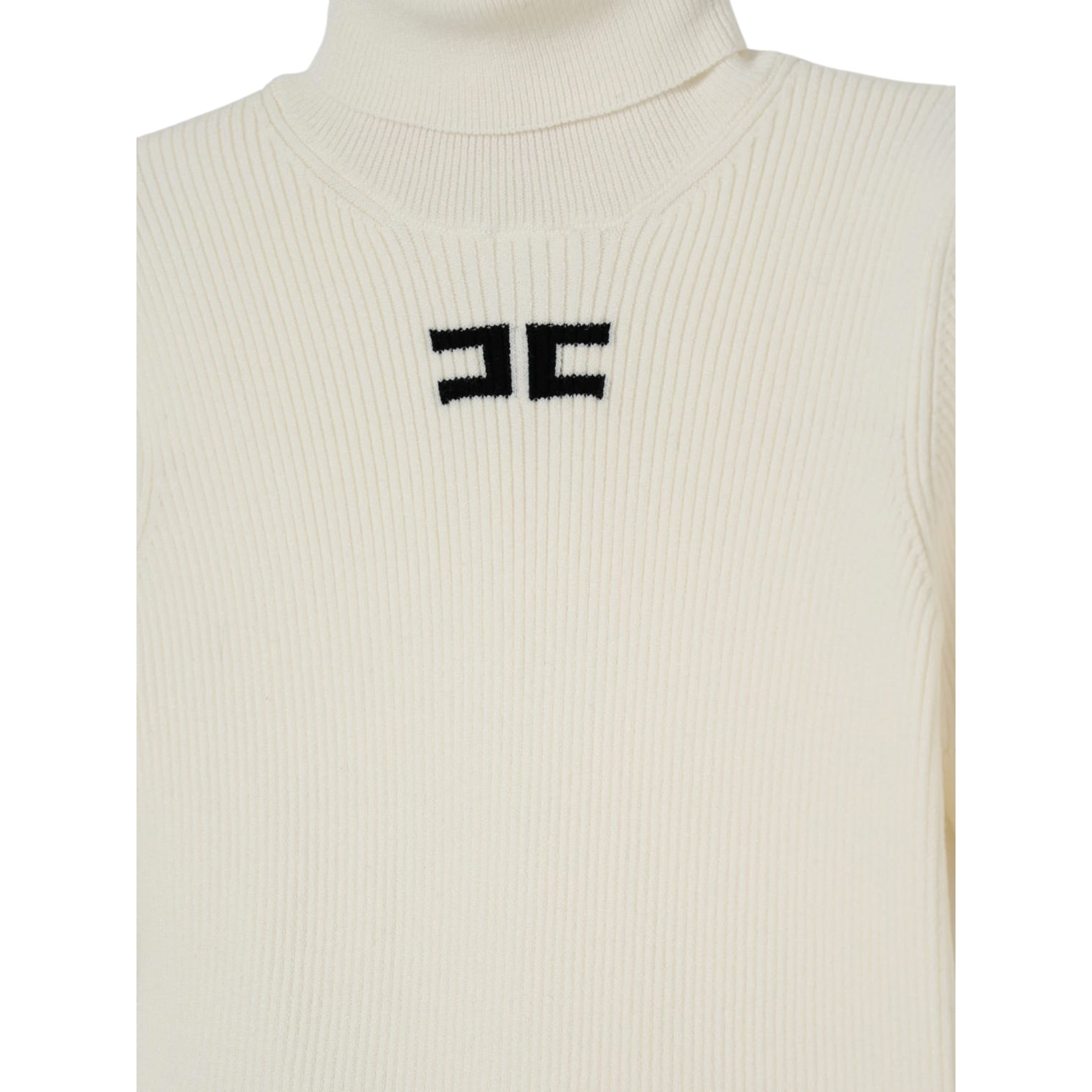 Elisabetta Franchi Maglia Collo Alto tinta unita con Logo Panna per Bambina EFMA176XX PANNA ELISABETTA FRANCHI 