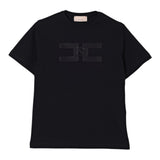 Elisabetta Franchi T-Shirt Girocollo tinta unita con Logo Nero per Bambina EFTS242X NERO ELISABETTA FRANCHI 