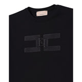 Elisabetta Franchi T-Shirt Girocollo tinta unita con Logo Nero per Bambina EFTS242X NERO ELISABETTA FRANCHI 