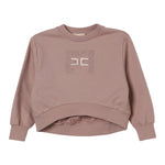 Elisabetta Franchi Felpa tinta unita Girocollo con Logo Rosa Antico per Neonata EGFE056 ROSA ANTICO ELISABETTA FRANCHI 