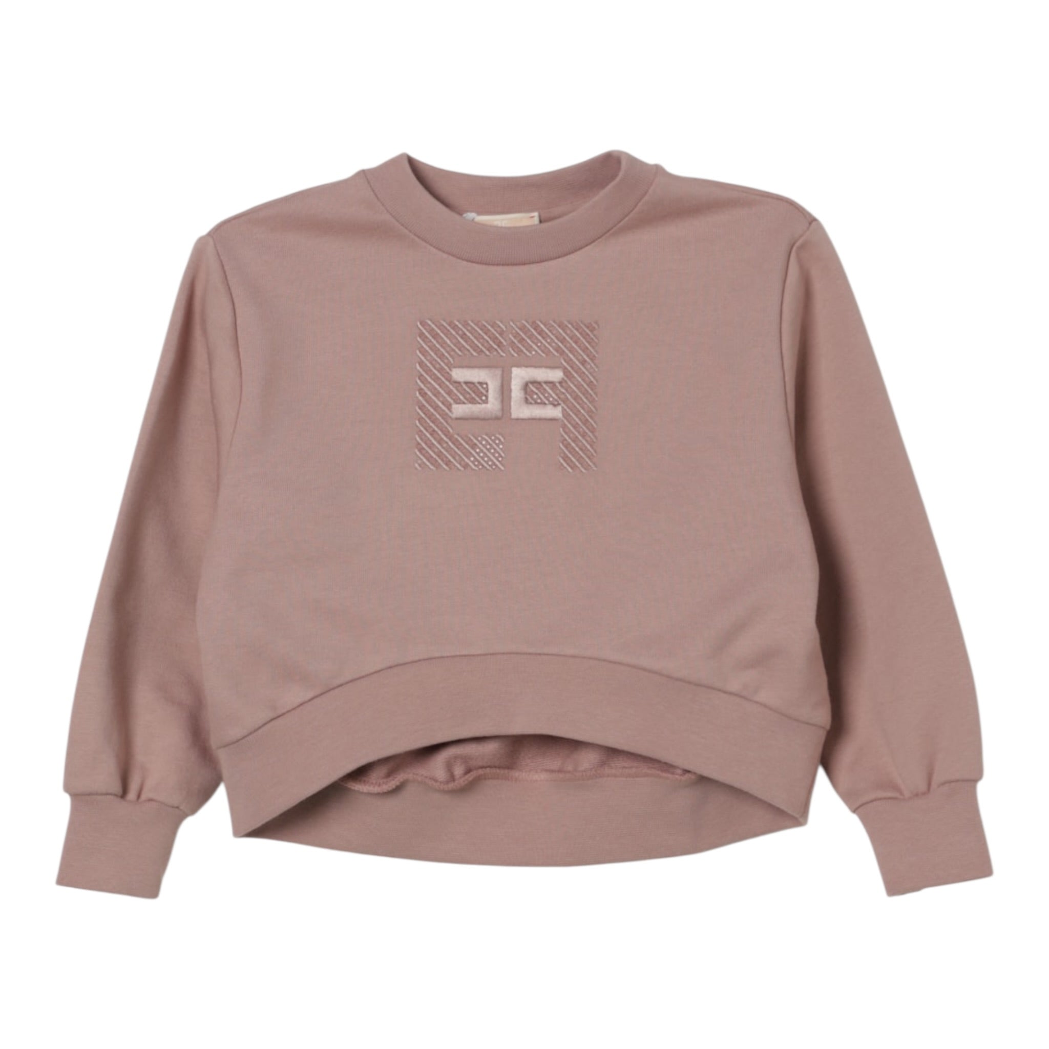 Elisabetta Franchi Felpa tinta unita Girocollo con Logo Rosa Antico per Neonata EGFE056 ROSA ANTICO ELISABETTA FRANCHI 