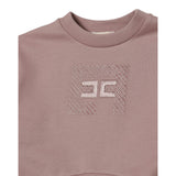 Elisabetta Franchi Felpa tinta unita Girocollo con Logo Rosa Antico per Neonata EGFE056 ROSA ANTICO ELISABETTA FRANCHI 