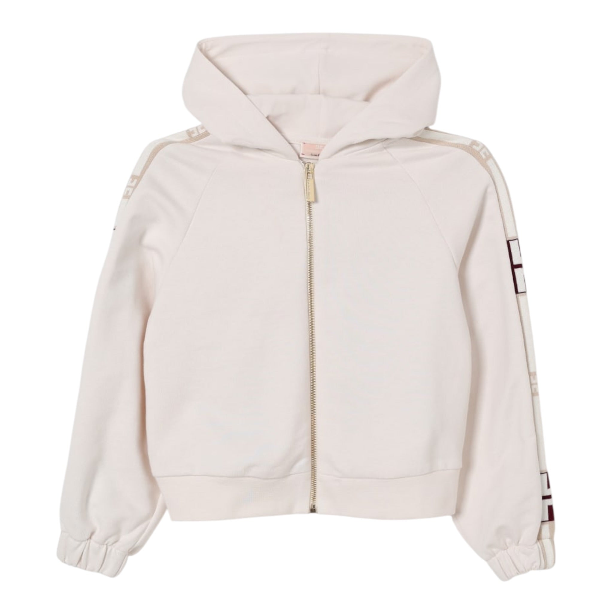 Elisabetta Franchi Felpa con Zip E Cappuccio Tjnta Unita Panna per Bambina EGFE057J PANNA ELISABETTA FRANCHI 
