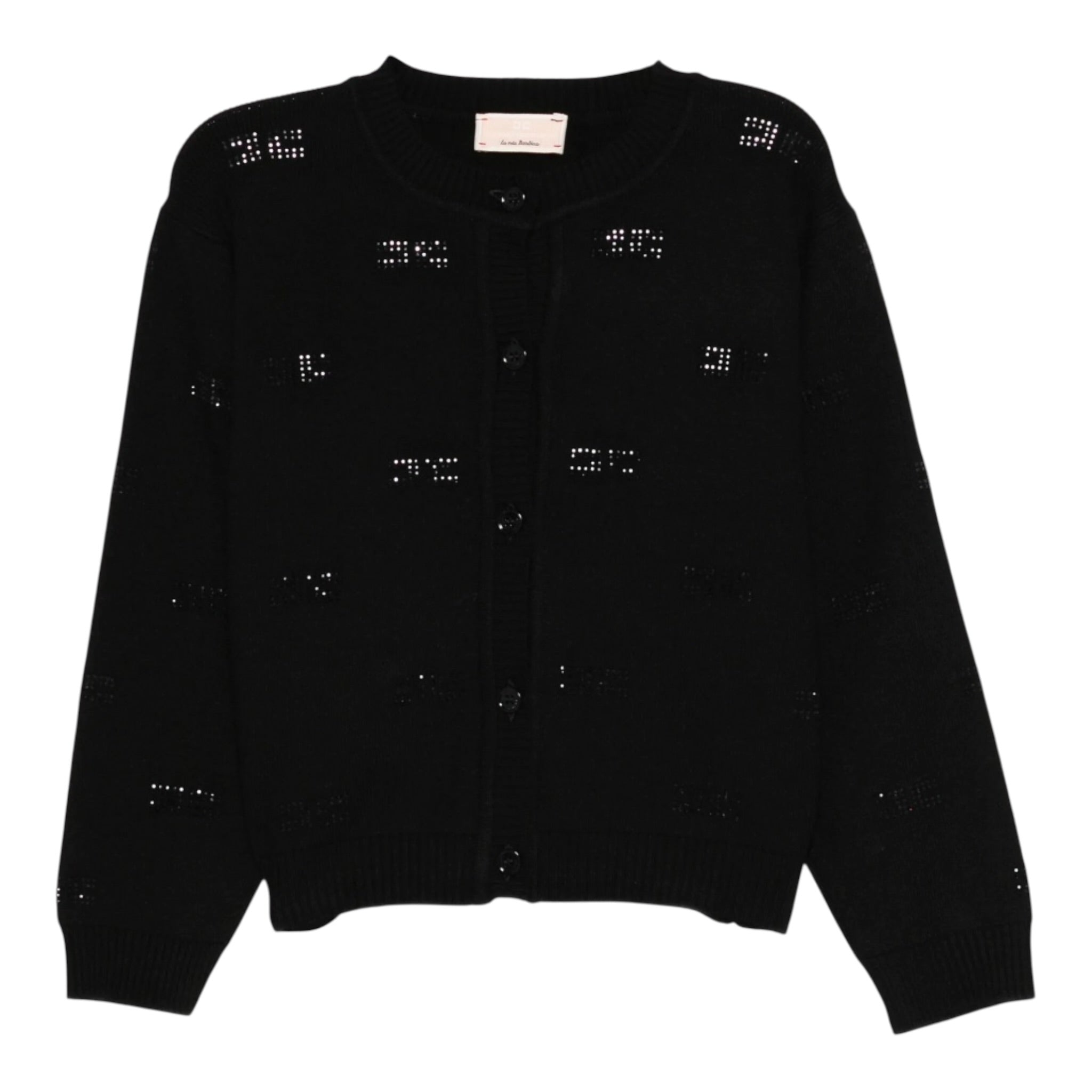 Elisabetta Franchi Cardigan tinta unita con Brillantini Nero per Neonata EGMA041XX NERO ELISABETTA FRANCHI 