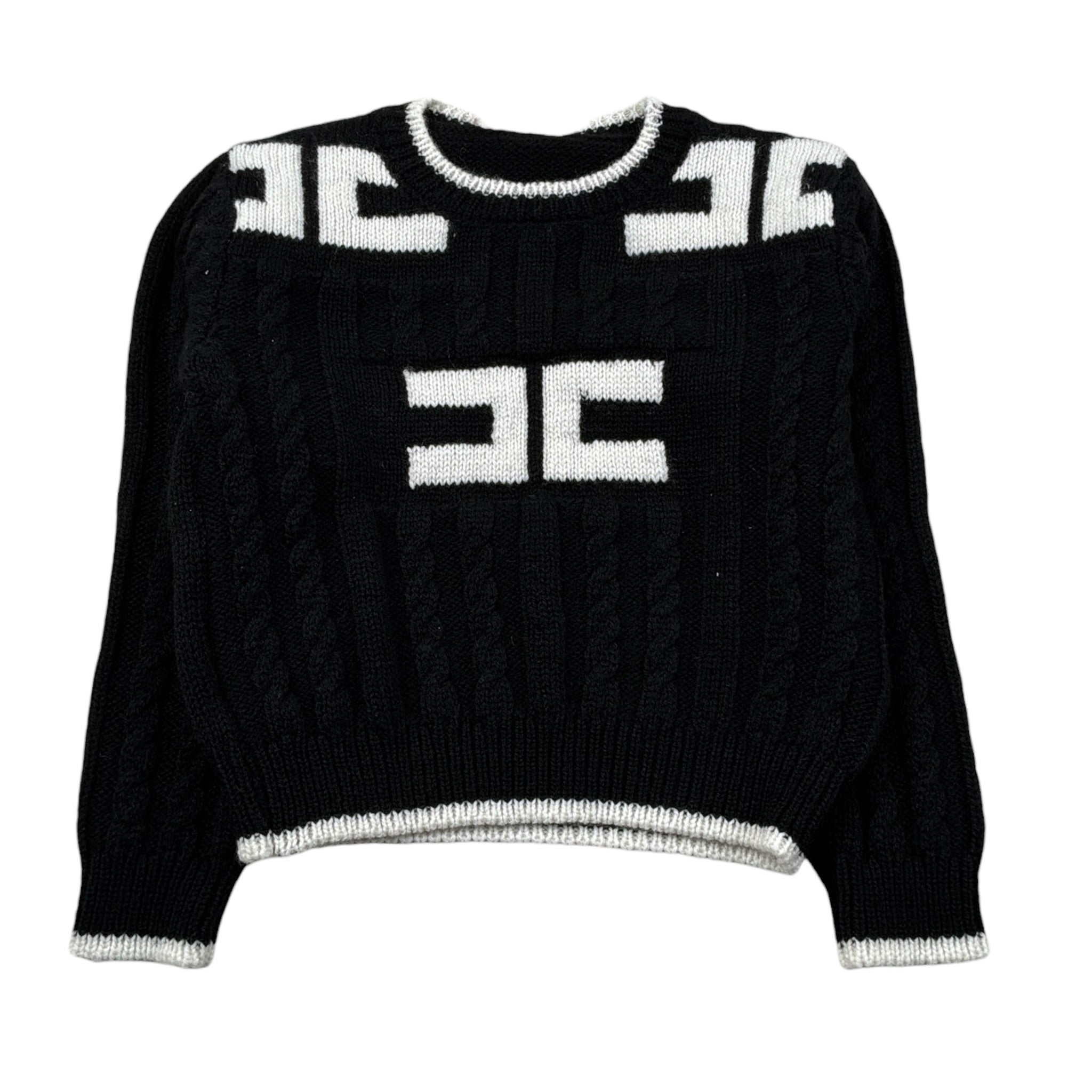 Elisabetta Franchi Maglia Girocollo tinta unita con Stampa Logo Nero per Neonata EGMA044 NERO ELISABETTA FRANCHI 