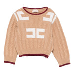 Elisabetta Franchi Maglia Girocollo tinta unita con Stampa Logo Beige per Neonata EGMA044NX BEIGE ELISABETTA FRANCHI 