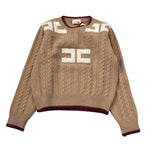 Elisabetta Franchi Maglia Girocollo tinta unita con Stampa Logo Beige per Bambina EGMA044X BEIGE ELISABETTA FRANCHI 