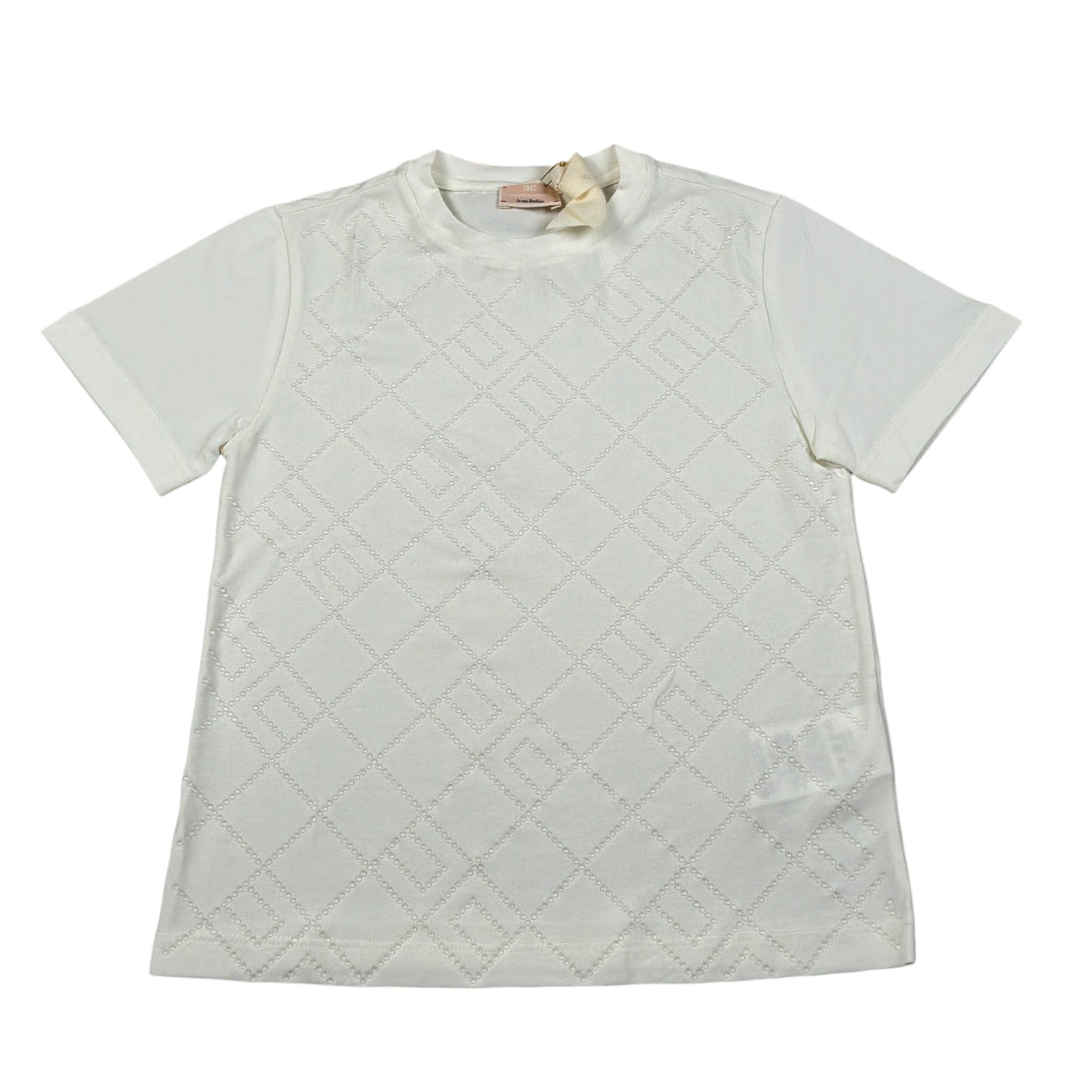 Elisabetta Franchi T-Shirt Girocollo tinta unita Panna per Bambina EGTS097 PANNA ELISABETTA FRANCHI 