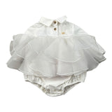 Elisabetta Franchi Body tinta unita con Tulle Bianco per Neonata ENPG052 BIANCO ELISABETTA FRANCHI 