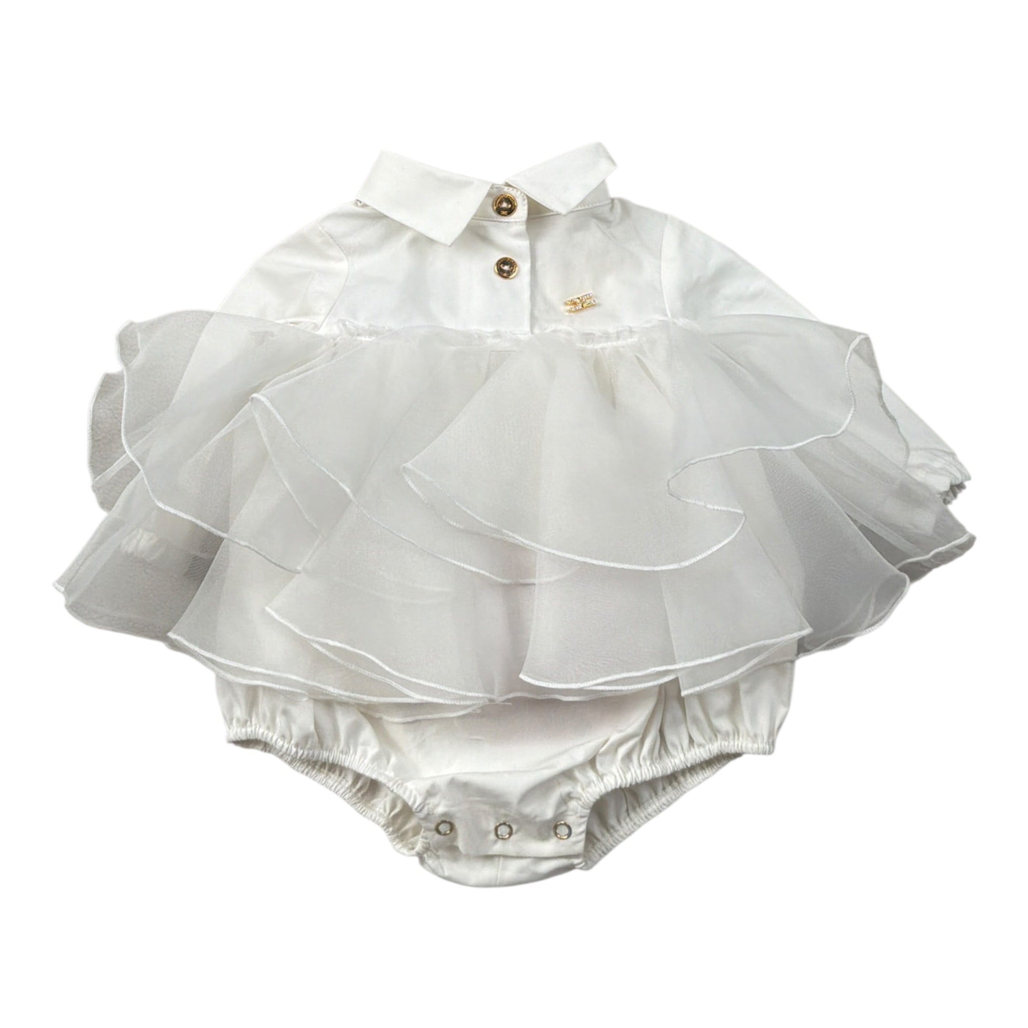 Elisabetta Franchi Body tinta unita con Tulle Bianco per Neonata ENPG052 BIANCO ELISABETTA FRANCHI 