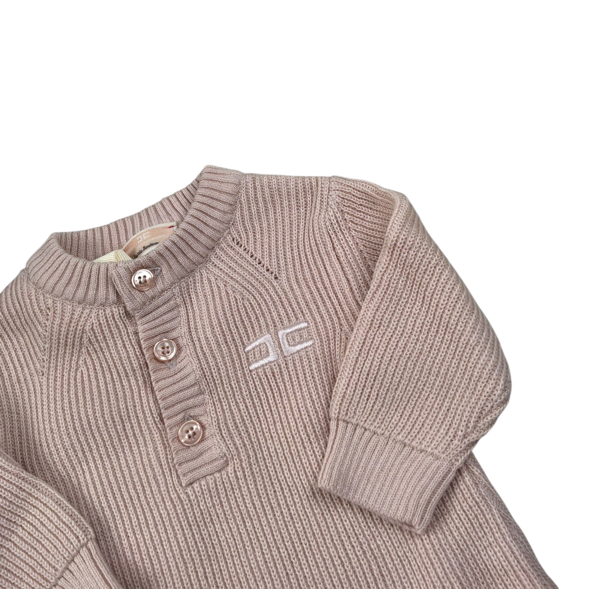Elisabetta Franchi Tutina tinta unita con Logo Rosa per Neonata ENTU137 ROSA ELISABETTA FRANCHI 