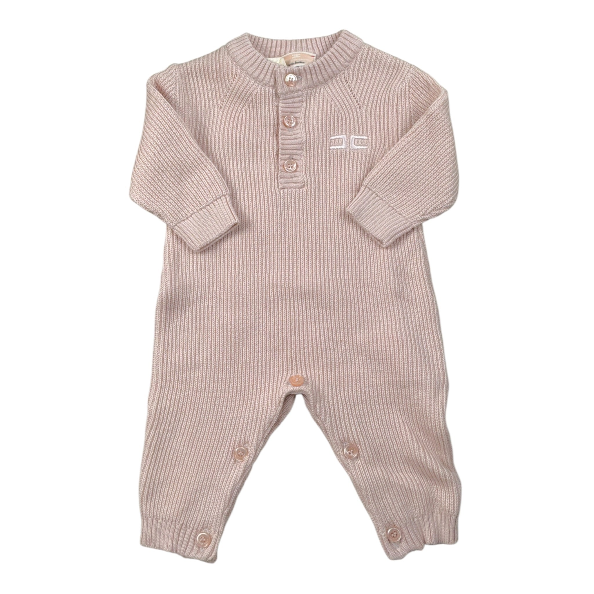 Elisabetta Franchi Tutina tinta unita con Logo Rosa per Neonata ENTU137 ROSA ELISABETTA FRANCHI 