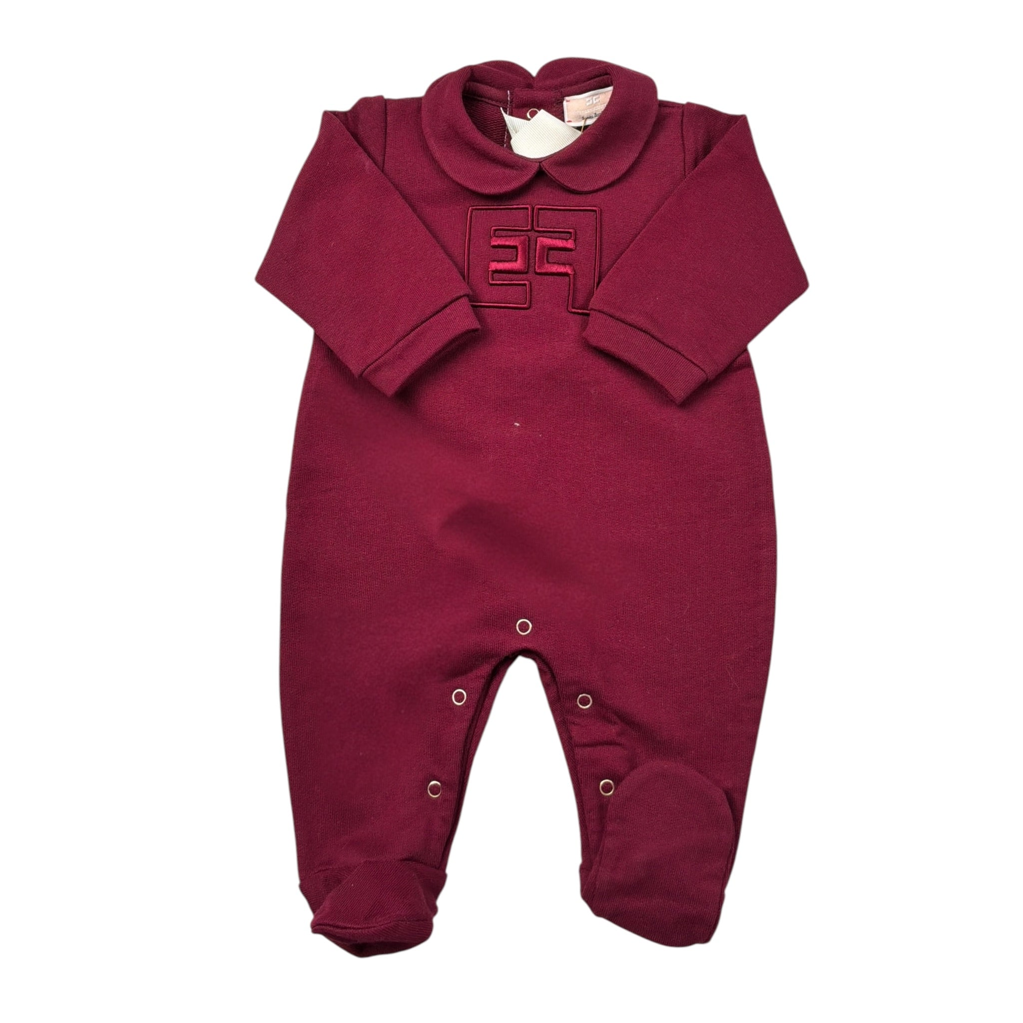 Elisabetta Franchi Tutina tinta unita con Logo Bordeaux per Neonata ENTU139 BORDEAUX ELISABETTA FRANCHI 