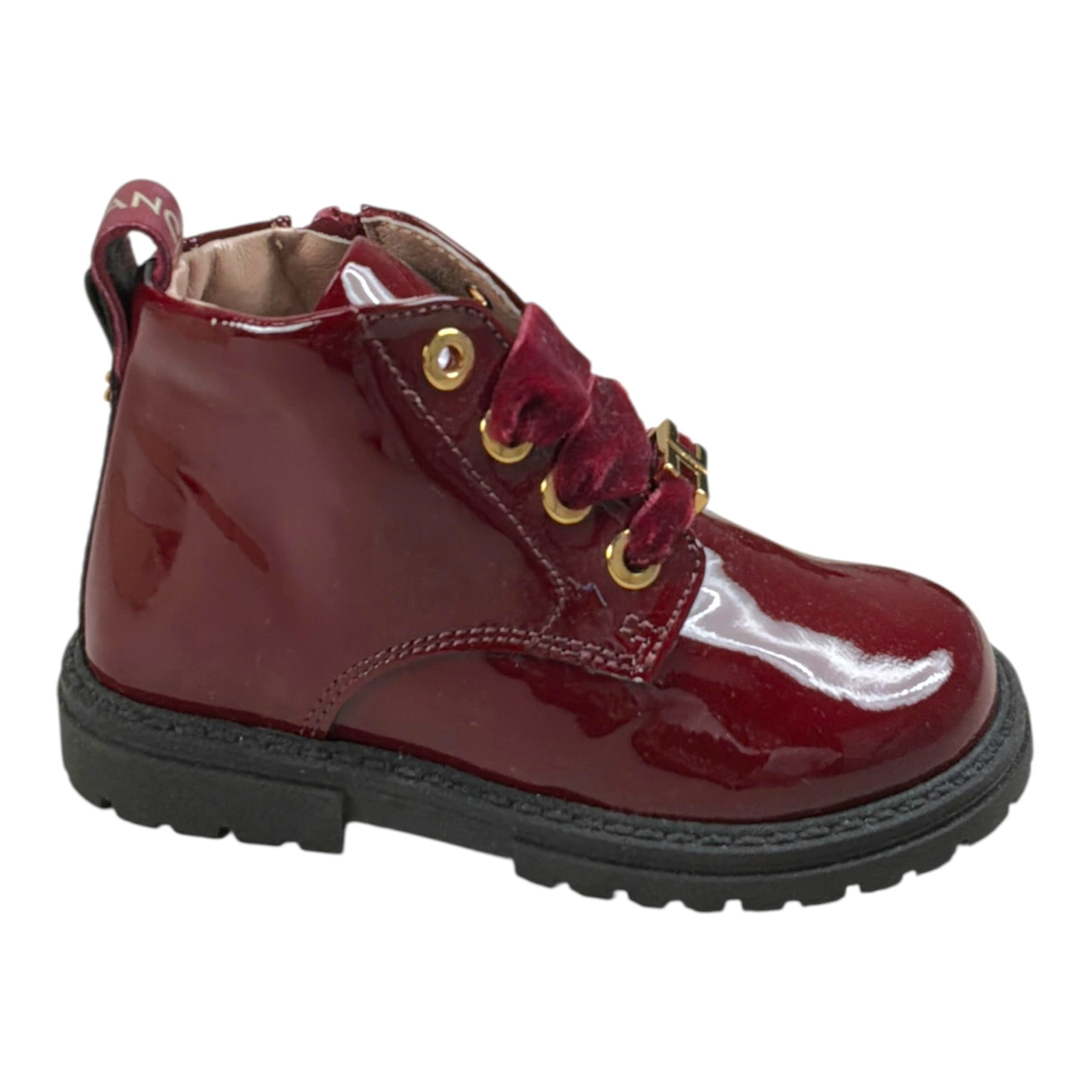 Elisabetta Franchi Stivale tinta unita Lucido con Lacci Bordeaux per Neonata F1A5E0381XN BORDEAUX ELISABETTA FRANCHI 