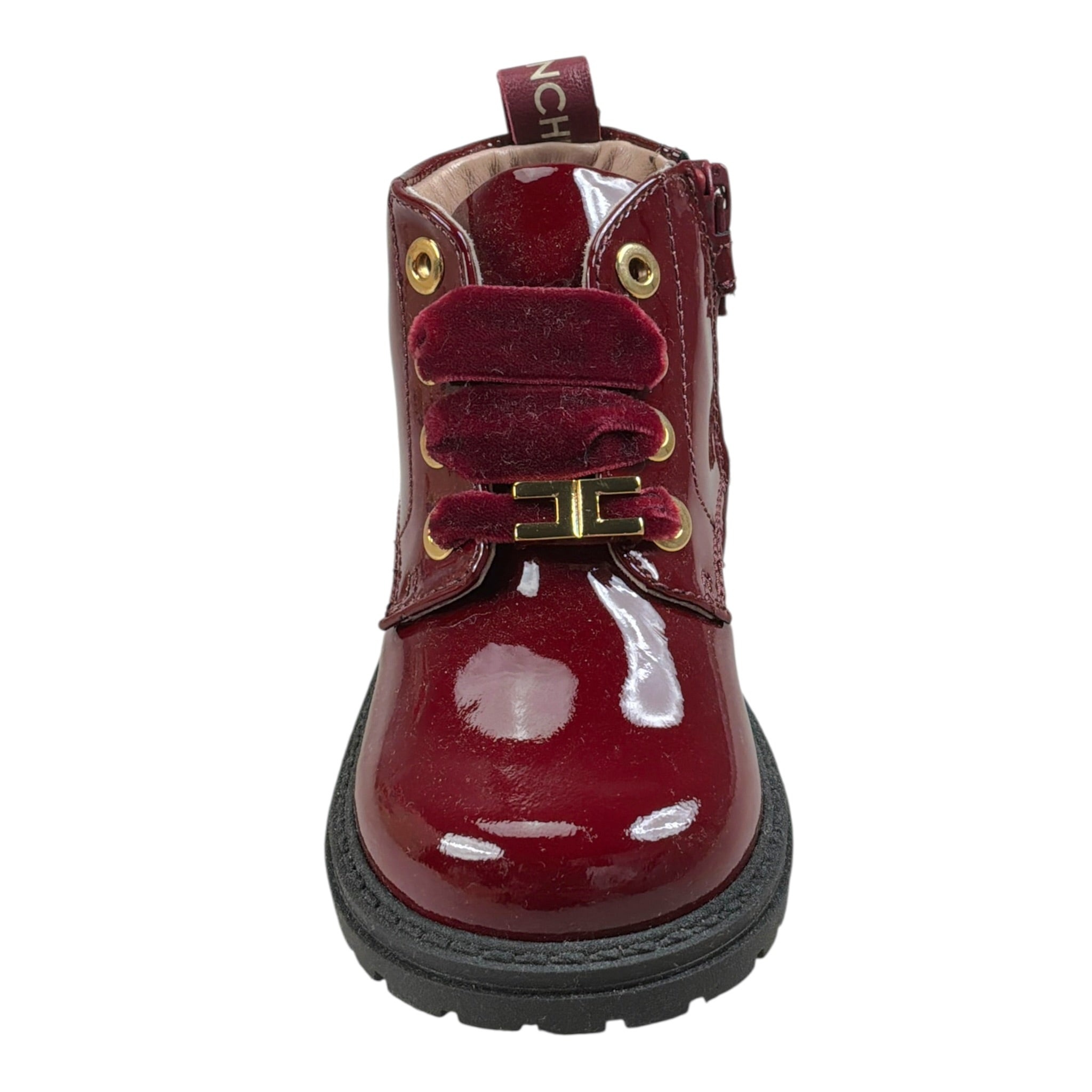Elisabetta Franchi Stivale tinta unita Lucido con Lacci Bordeaux per Neonata F1A5E0381XN BORDEAUX ELISABETTA FRANCHI 