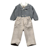 Emanuel Pris Completo 4 Pezzi Camicia Body-Cardigan-Pantalone-Papillon Grigio per Neonato IVORI GRIGIO EMANUEL PRIS 