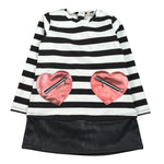 Emc Abito Bicolore con Fantasia A Righe Bianco/Nero per Bambina AA4812 BIANCO/NERO EMC 