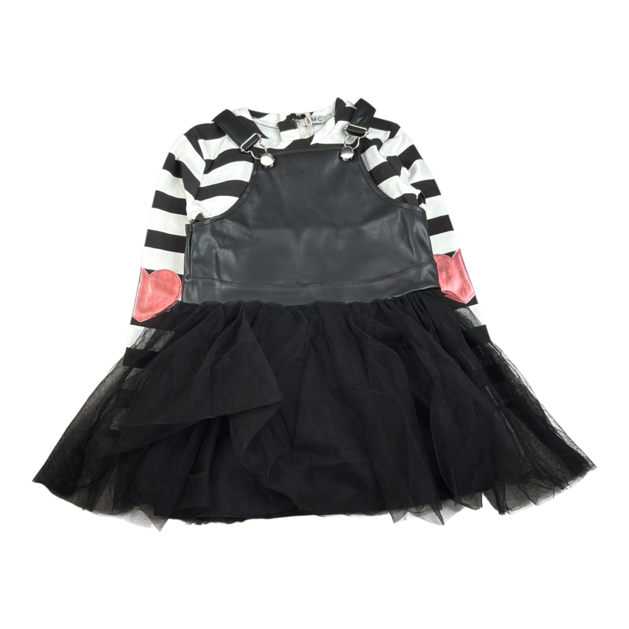 Emc Completo 2Pz Shirt-Salopette Ecopelle Bicolore Bianco/Nero per Bambina AA4813 BIANCO/NERO EMC 