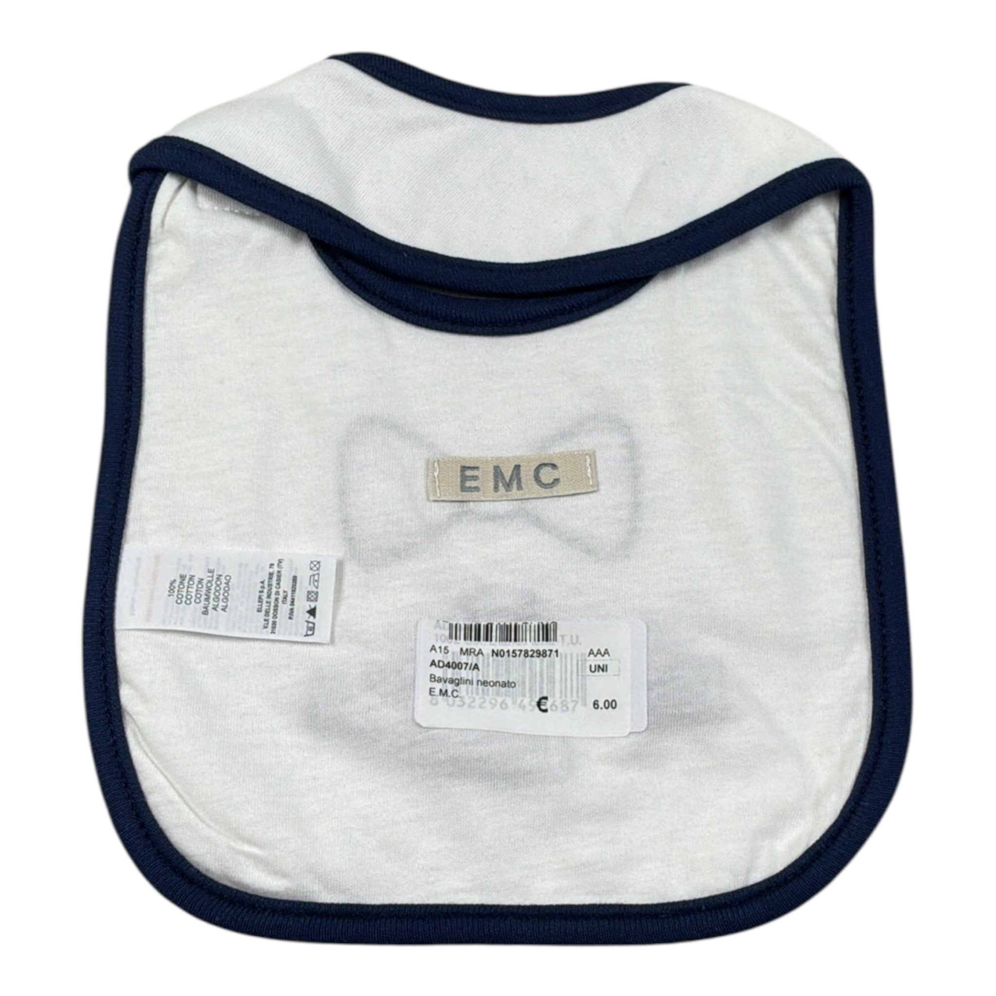 Emc Bavette tinta unita con Stampa Bianco per Neonato AD4007 BIANCO EMC 
