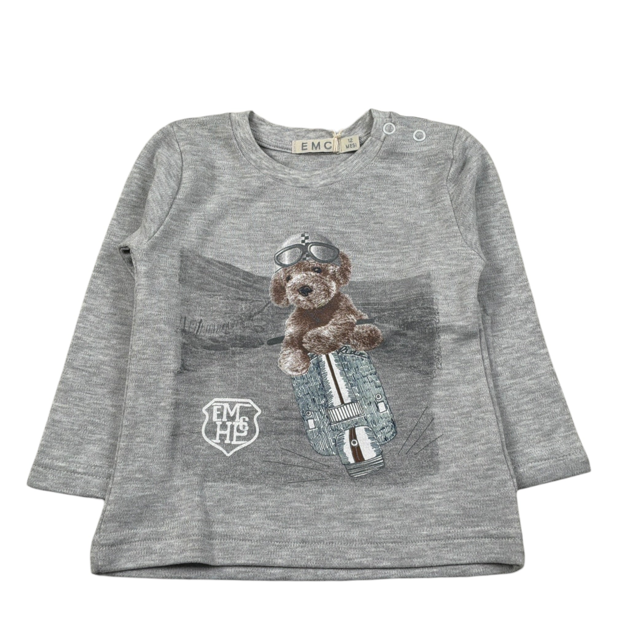 Emc Shirt Girocollo tinta unita con Stampa Grigio per Neonato BX1256 GRIGIO EMC 