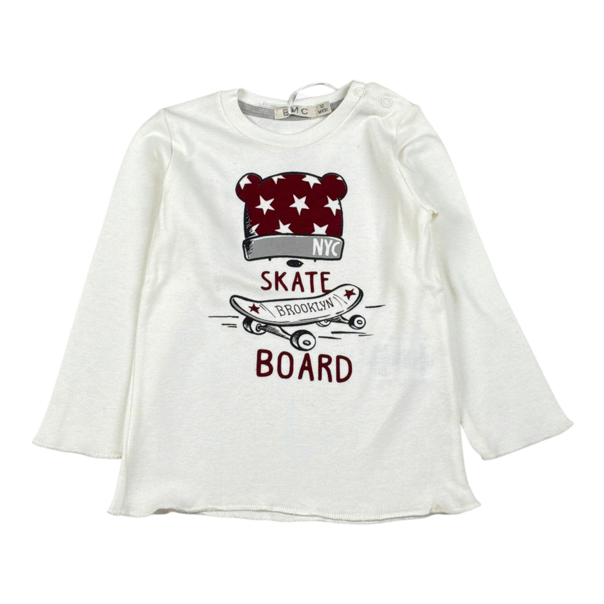 Emc Shirt Girocollo tinta unita con Stampa Bianco per Neonato BX1700 BIANCO EMC 
