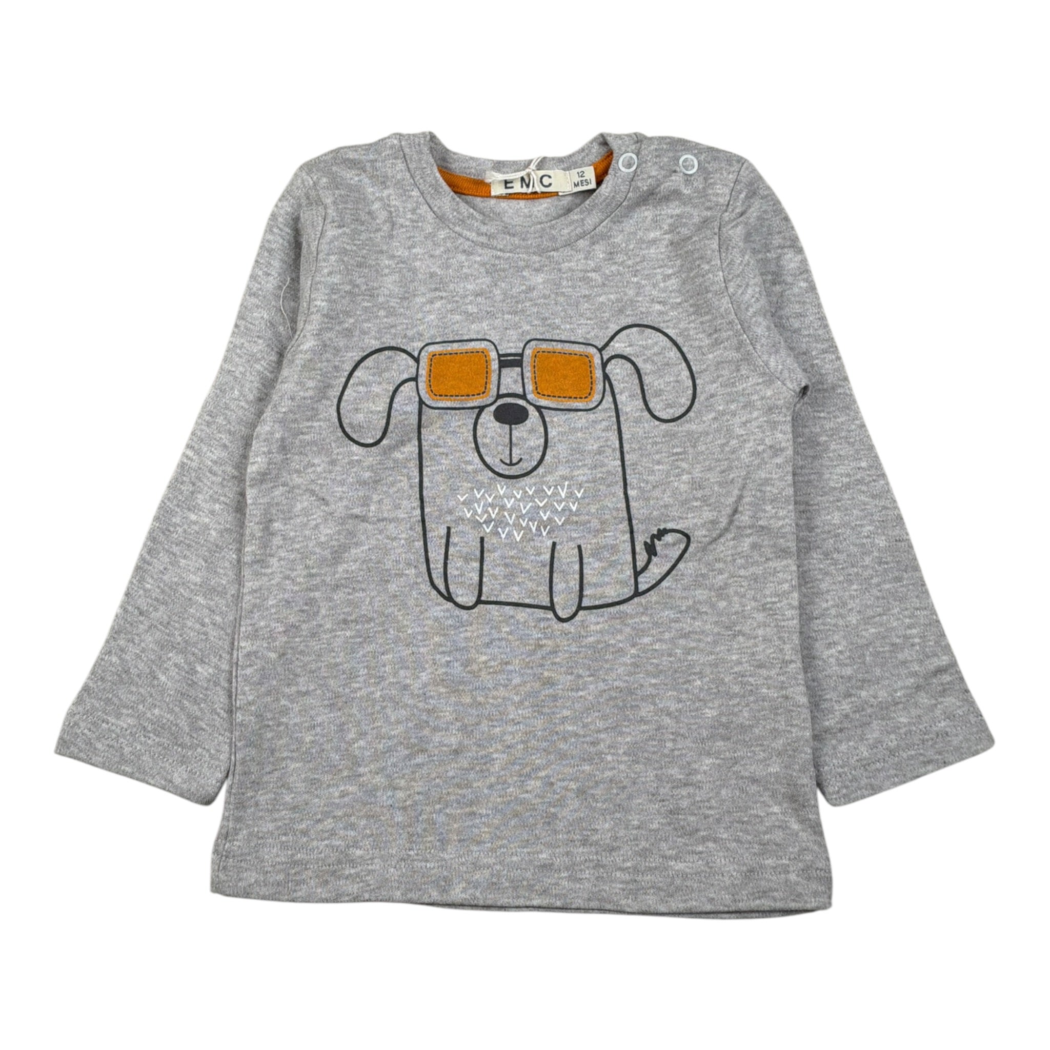 Emc Shirt Girocollo tinta unita con Stampa Grigio per Neonato BX2116 GRIGIO EMC 