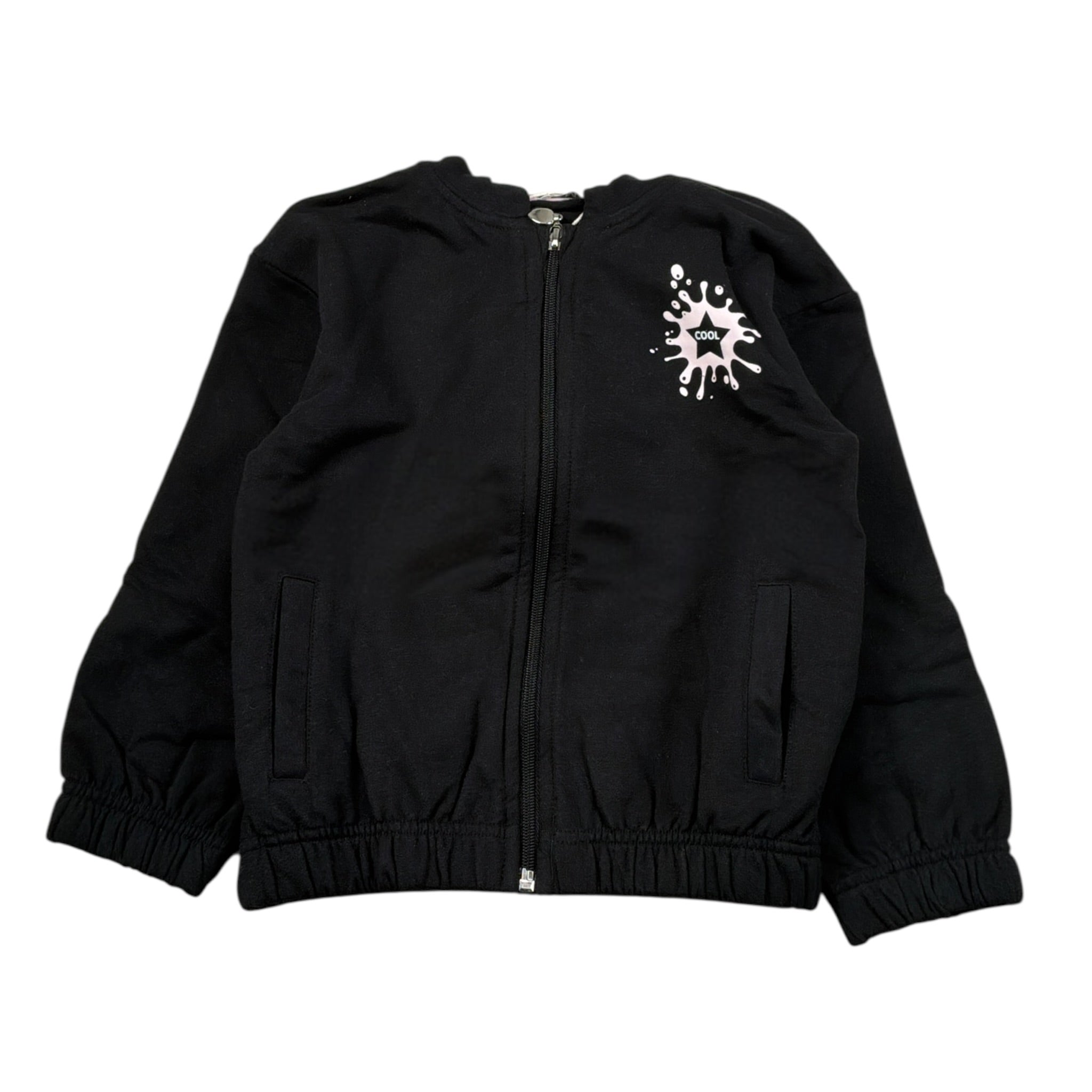 Emc Felpa tinta unita con Zip E Cappuccio Nero per Bambina CE2242 NERO EMC 