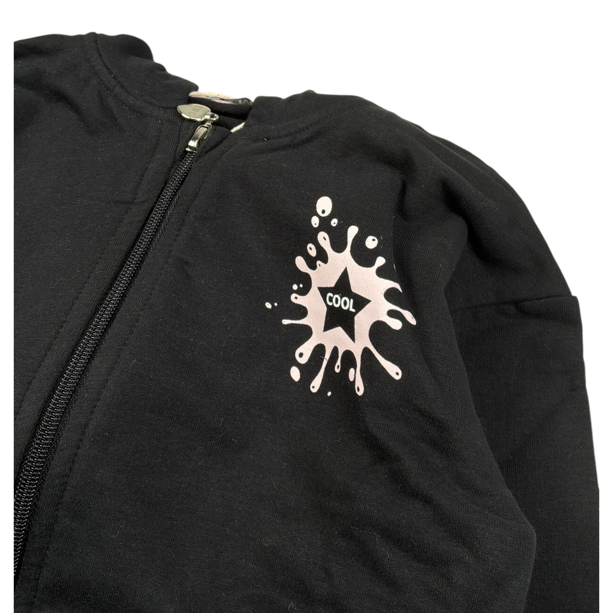 Emc Felpa tinta unita con Zip E Cappuccio Nero per Bambina CE2242 NERO EMC 