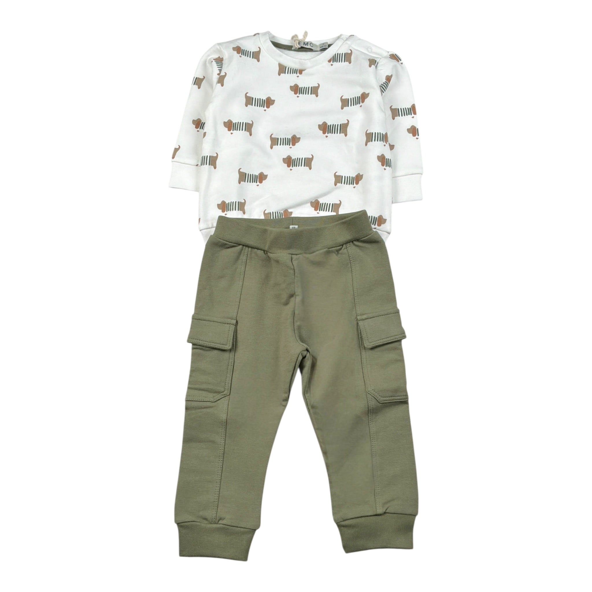 Emc Completo 2Pz Felpa-Pantalone con Stampa Bianco per Neonato CO3702 BIANCO EMC 