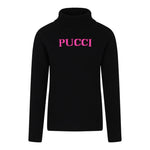 Emilio Pucci Maglia Collo Alto tinta unita con Logo Nero per Bambina PV9A40 NERO EMILIO PUCCI 