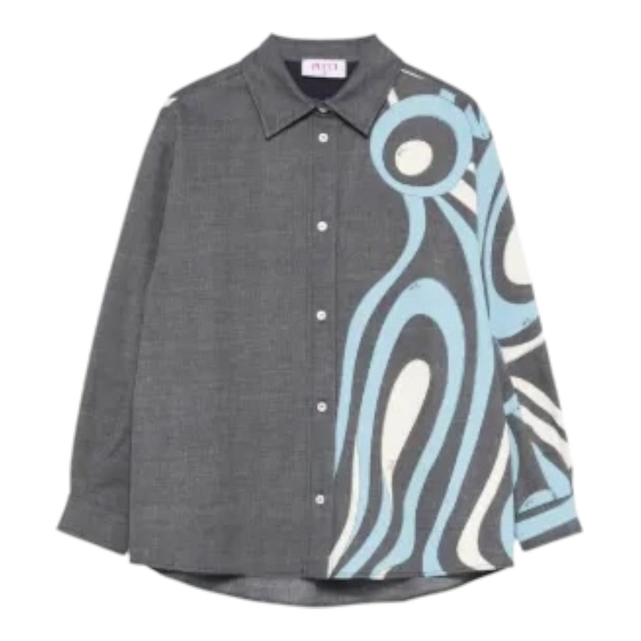 Emilio Pucci Camicia tinta unita con Fantasia Grigio per Bambina PX5A70D0134 GRIGIO EMILIO PUCCI 