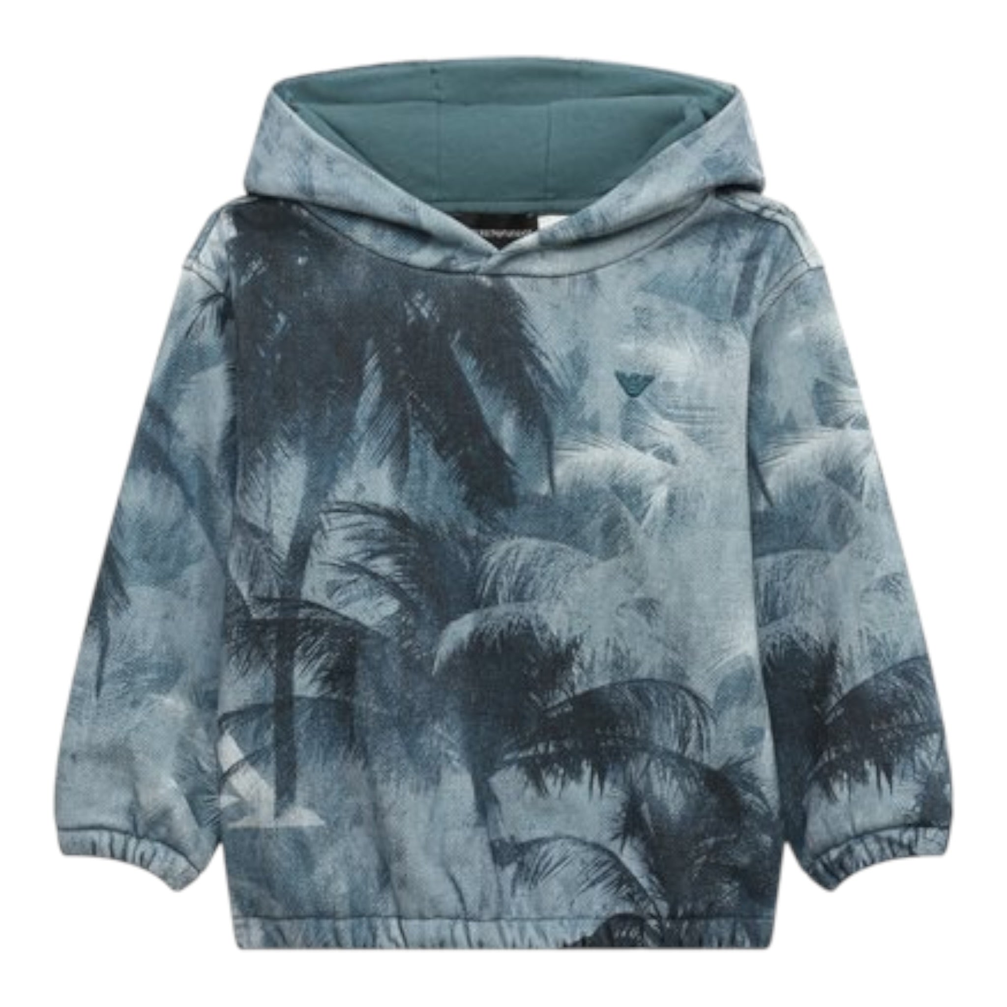 Emporio Armani Felpa tinta unita con Fantasia E Cappuccio Azzurro per Bambino 3D4MJE AZZURRO EMPORIO ARMANI 