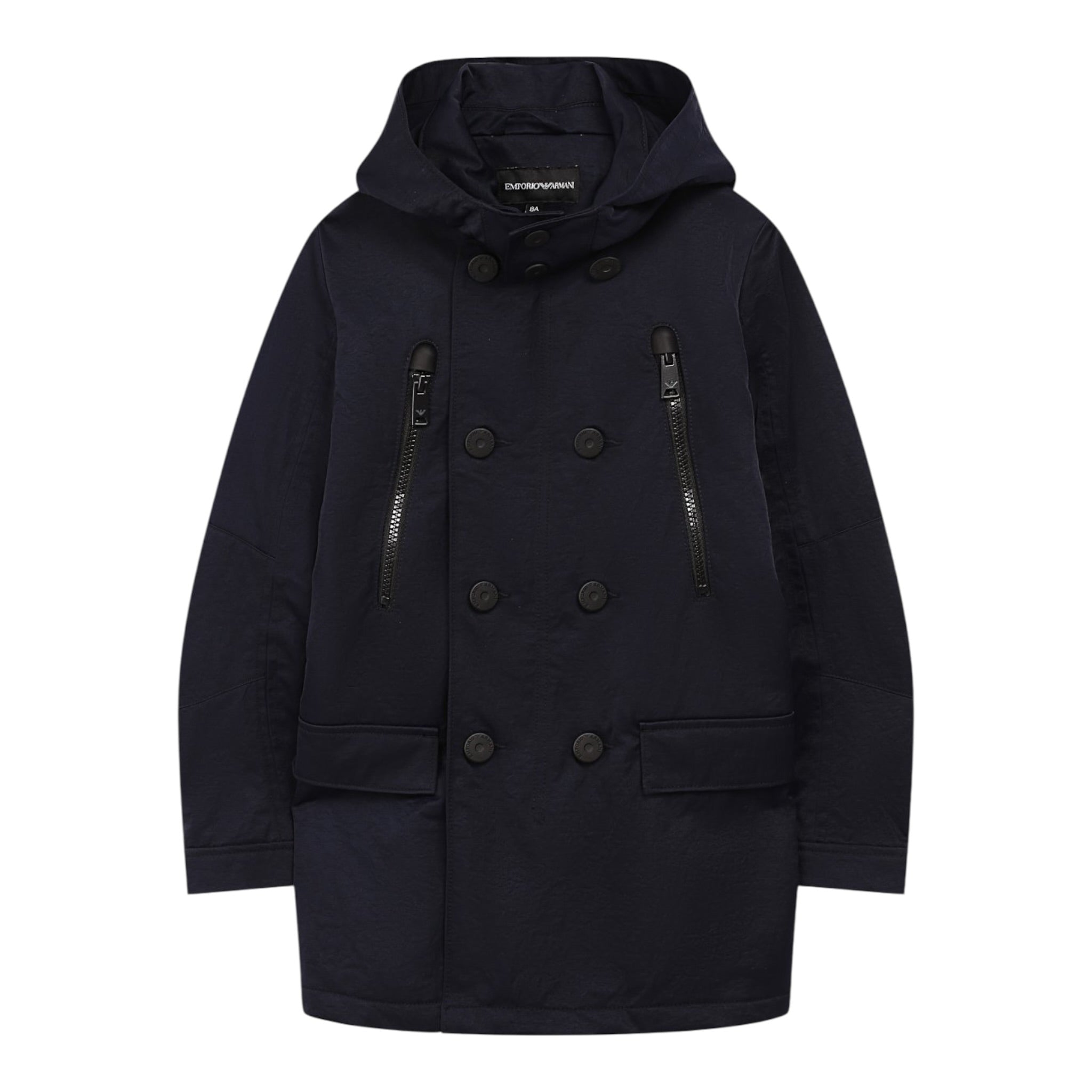 Emporio Armani Giubbino tinta unita con Cappuccio Blu per Bambino 3G4BA6 BLU EMPORIO ARMANI 