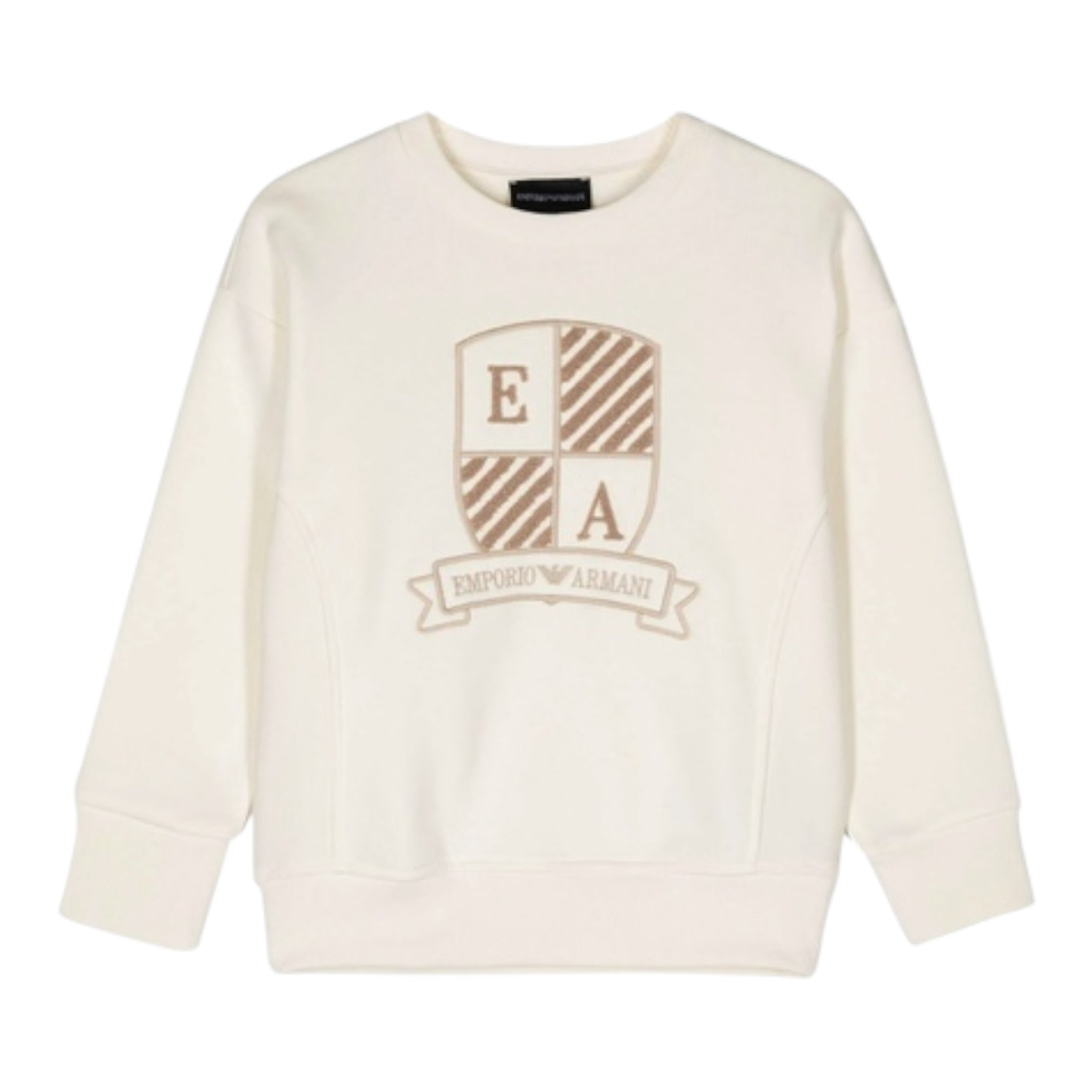 Emporio Armani Felpa tinta unita Girocollo con Stampa Panna per Bambino 6D4MJ9 PANNA EMPORIO ARMANI 
