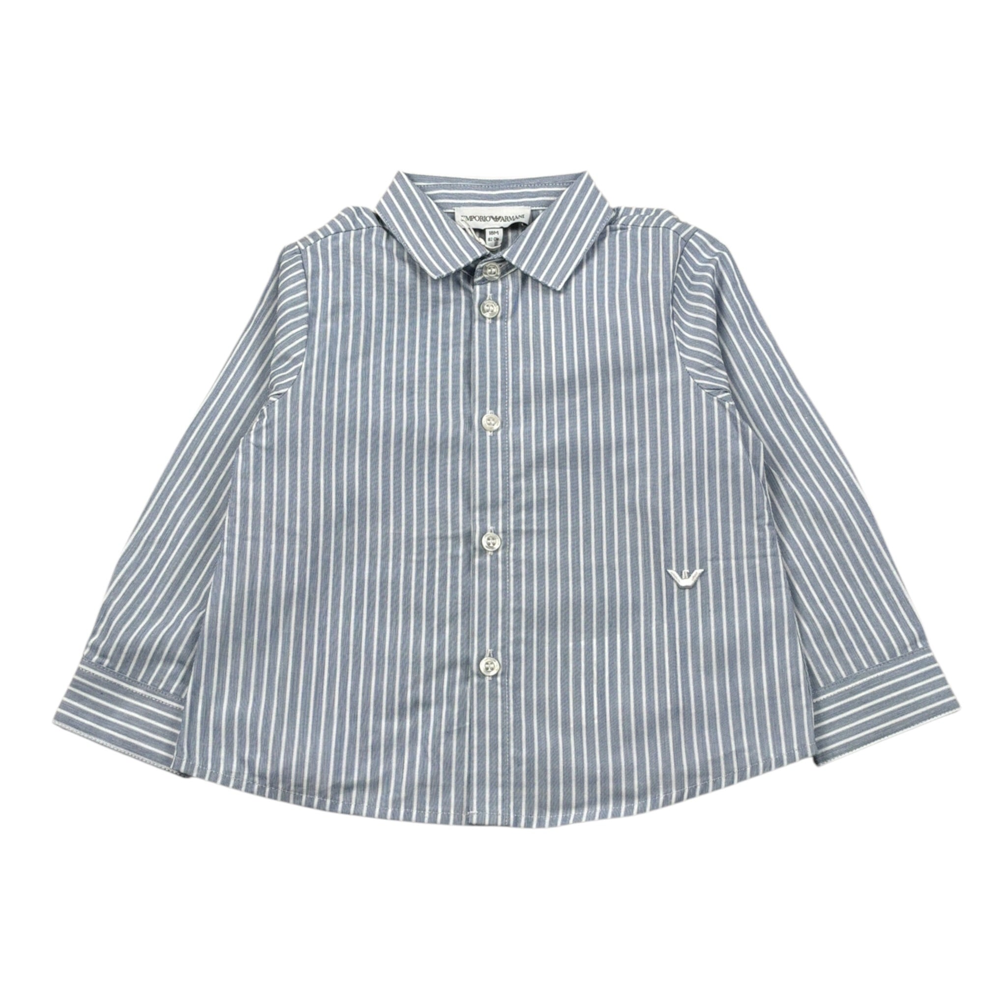 Emporio Armani Camicia Manica Lunga Fantasia A Righe Blu per Neonato 6DHCJD BLU EMPORIO ARMANI 