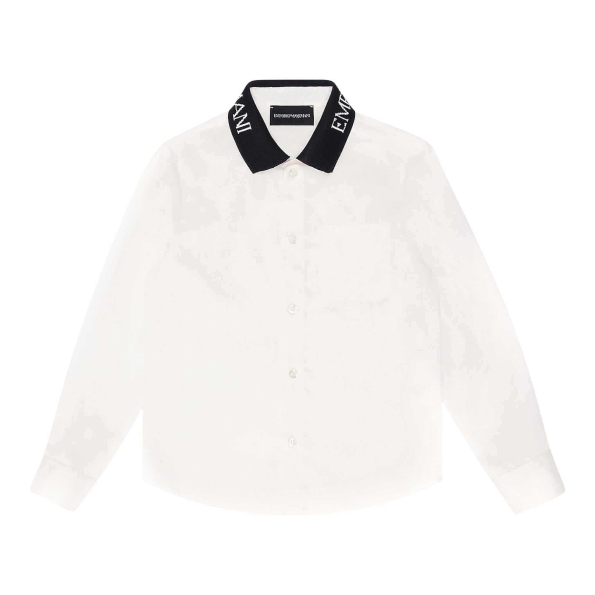 Emporio Armani Camicia tinta unita con Colletto In Contrasto Bianco per Bambino 6R4CJ5 BIANCO EMPORIO ARMANI 