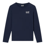 Emporio Armani Shirt Girocollo tinta unita con Logo Blu per Bambino 7B000021 BLU EMPORIO ARMANI 