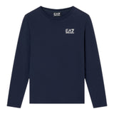 Emporio Armani Shirt Girocollo tinta unita con Logo Blu per Bambino 7B000021 BLU EMPORIO ARMANI 