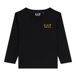 Emporio Armani Shirt Girocollo tinta unita con Logo Nero/Oro per Bambino 7B000021 NERO/ORO EMPORIO ARMANI 