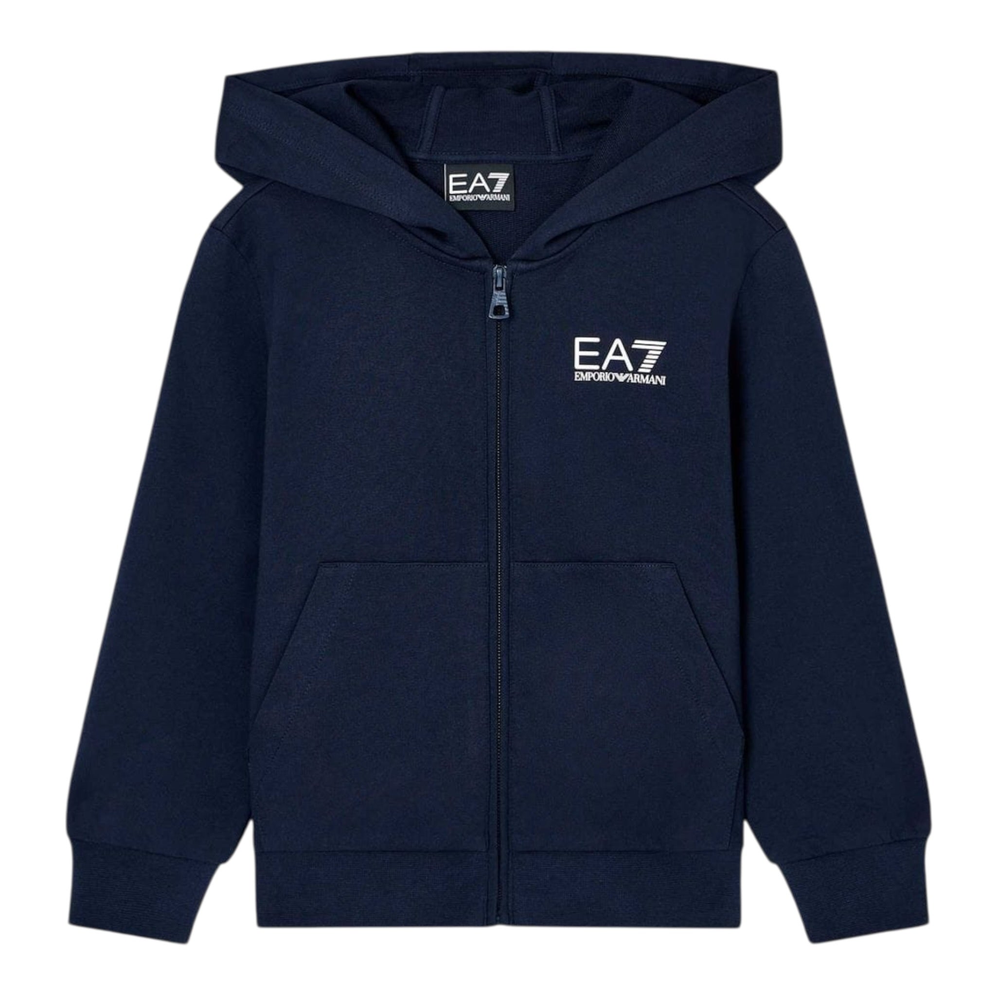 Emporio Armani Felpa con Zip E Cappuccio tinta unita Blu per Bambino 7B000064 BLU EMPORIO ARMANI 