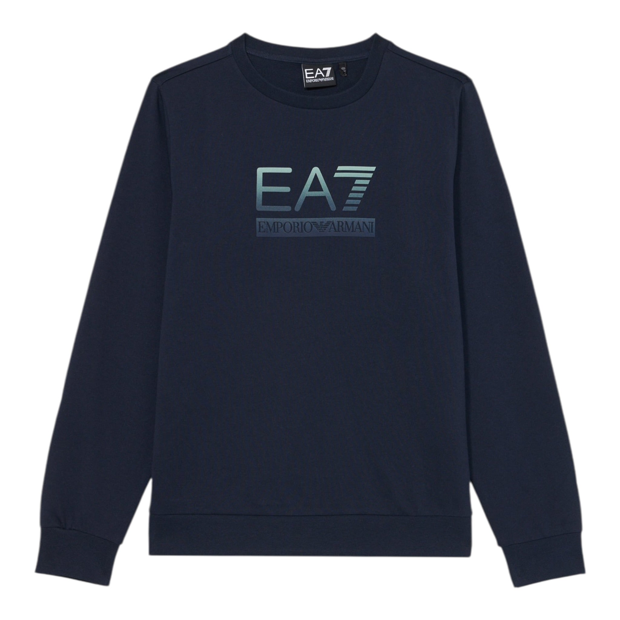 Emporio Armani Felpa Chiusa Girocollo tinta unita con Stampa Blu per Bambino 7B000170X BLU EMPORIO ARMANI 