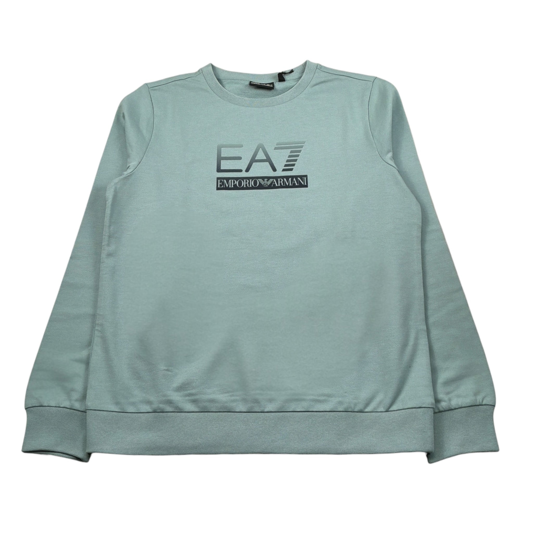 Emporio Armani Felpa Chiusa Girocollo tinta unita con Stampa Verde per Bambino 7B000170X VERDE EMPORIO ARMANI 