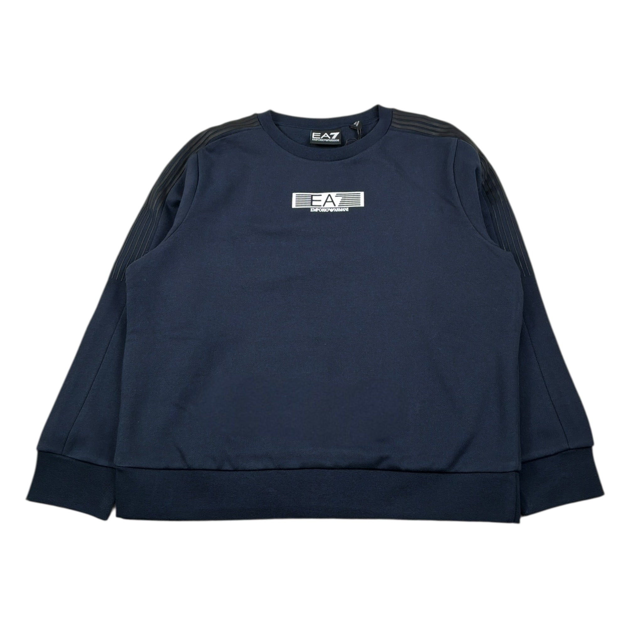 Emporio Armani Felpa Chiusa Girocollo tinta unita con Logo Blu per Bambino 7B000184 BLU EMPORIO ARMANI 