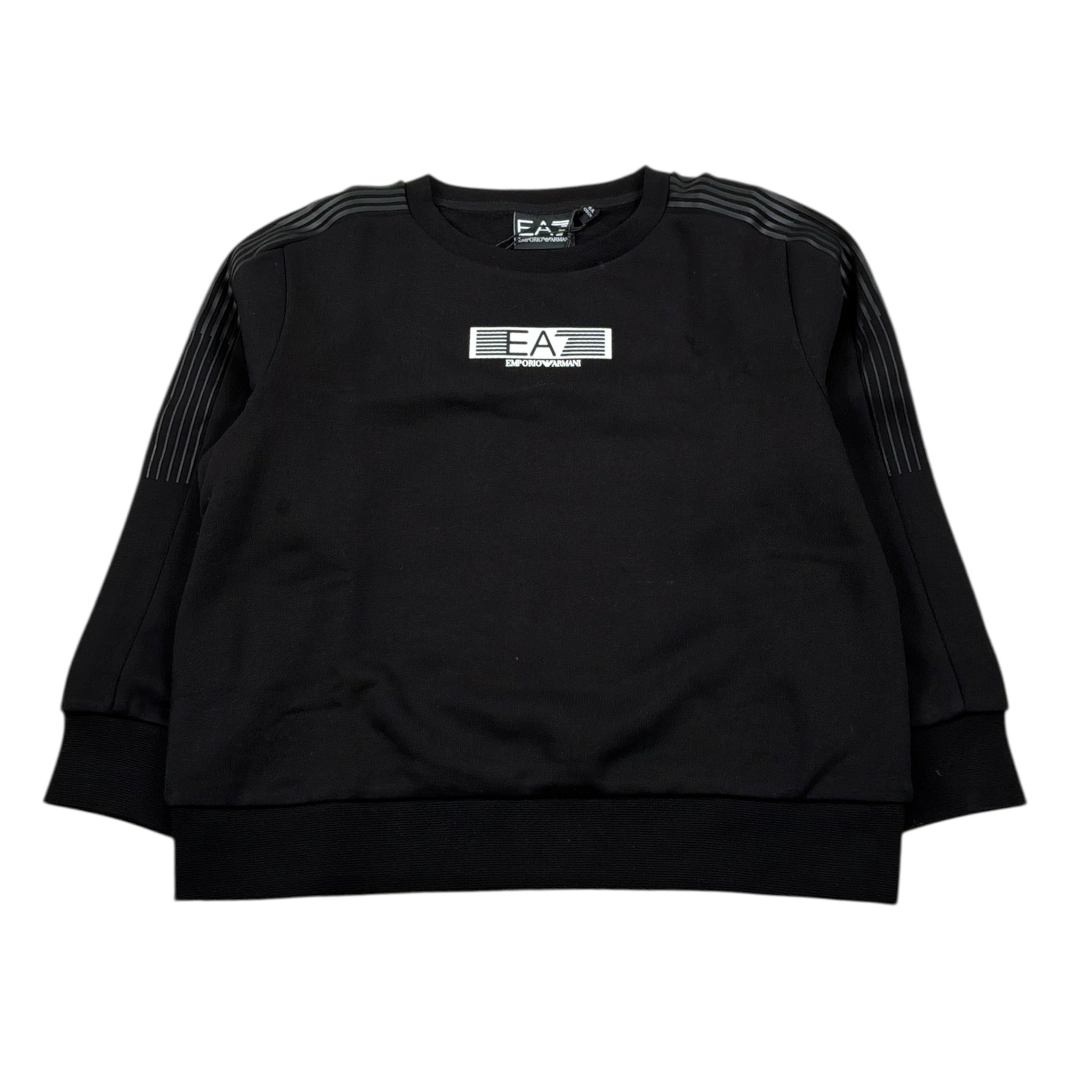 Emporio Armani Felpa Chiusa Girocollo tinta unita con Logo Nero per Bambino 7B000184 NERO EMPORIO ARMANI 