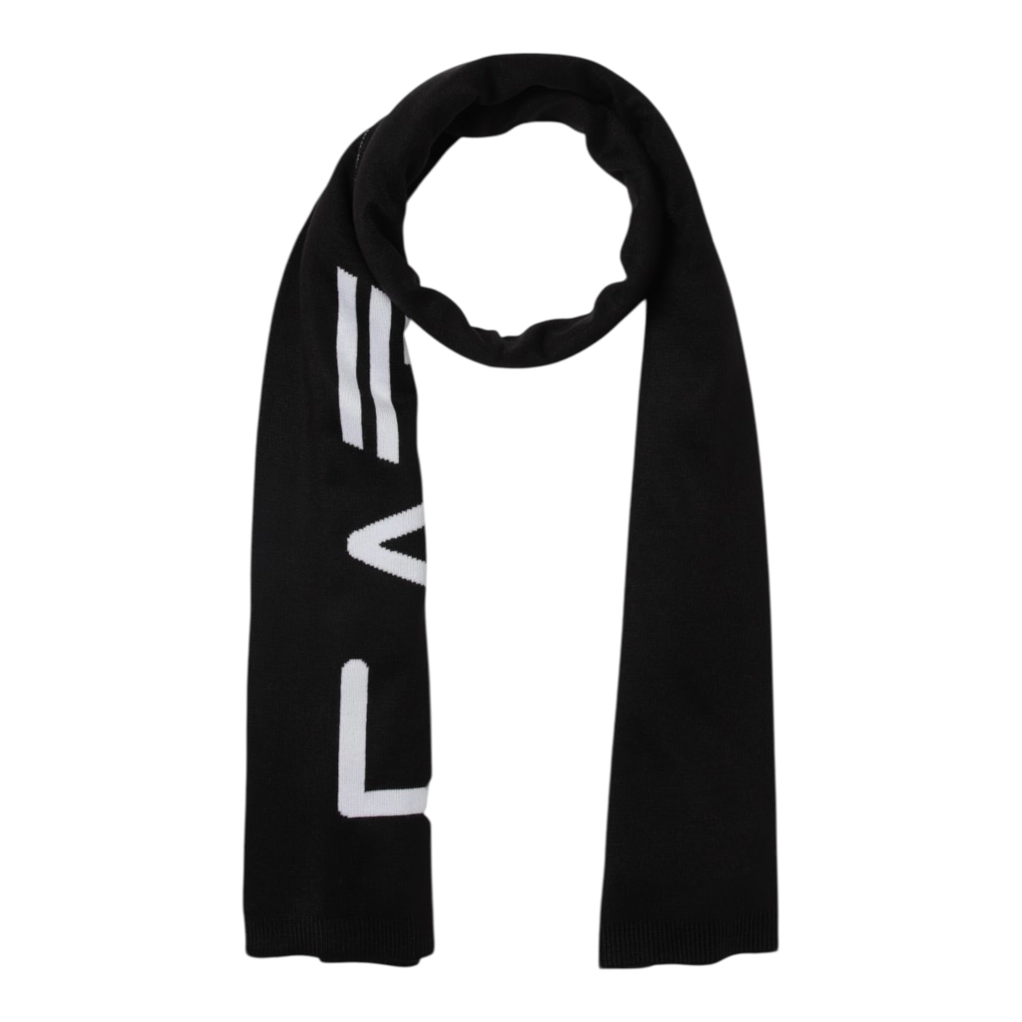 Emporio Armani Sciarpa tinta unita con Logo In Contrasto Nero per Bambino 7X000007 NERO EMPORIO ARMANI 