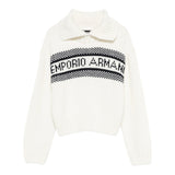 Emporio Armani Maglia con Colletto tinta unita con Logo Panna per Bambino EG000432 PANNA EMPORIO ARMANI 