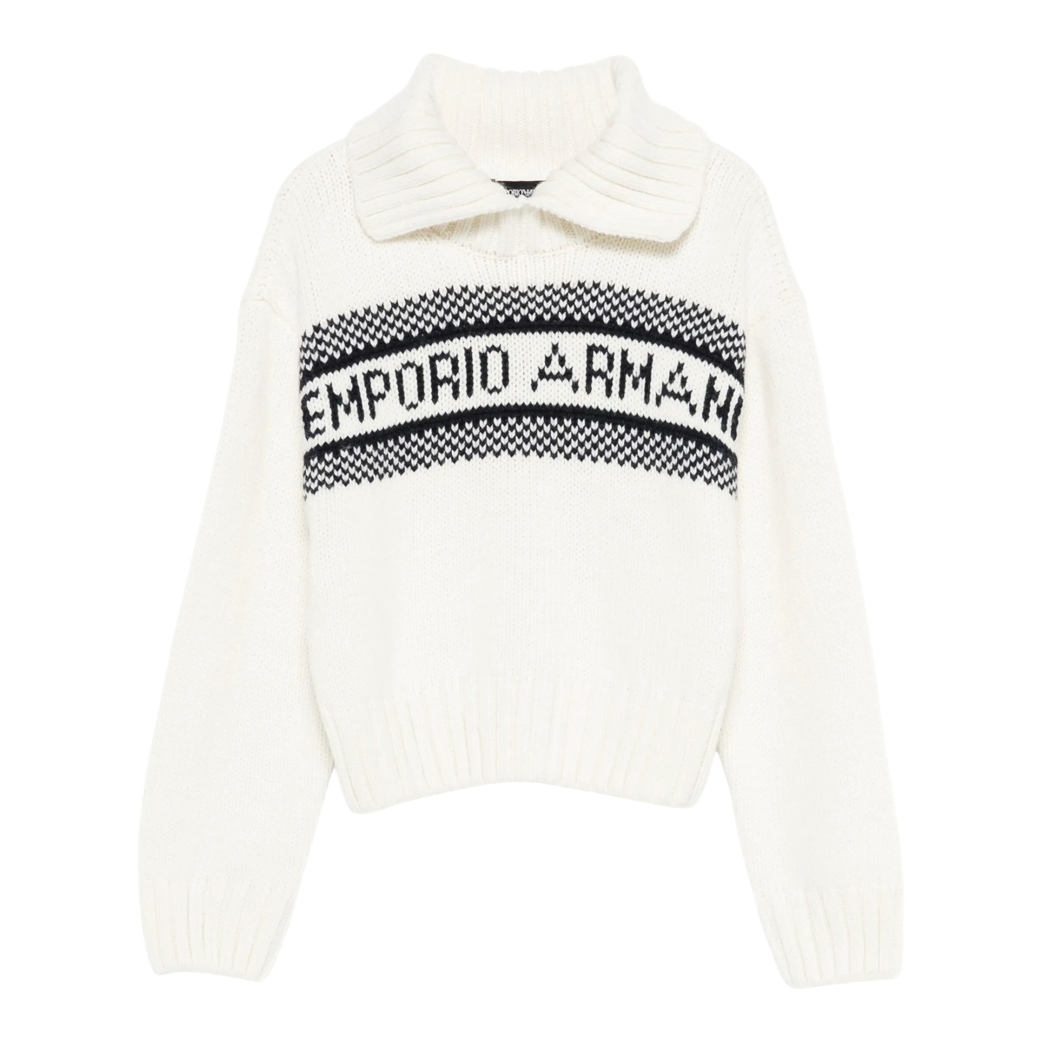 Emporio Armani Maglia con Colletto tinta unita con Logo Panna per Bambino EG000432 PANNA EMPORIO ARMANI 