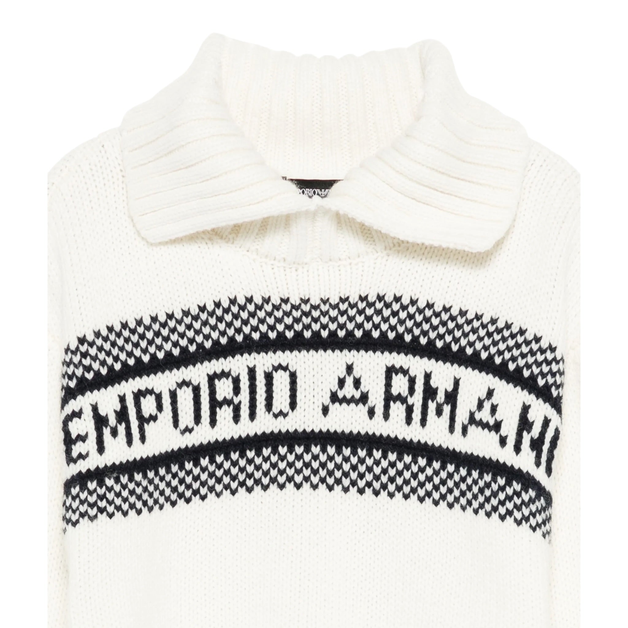 Emporio Armani Maglia con Colletto tinta unita con Logo Panna per Bambino EG000432 PANNA EMPORIO ARMANI 