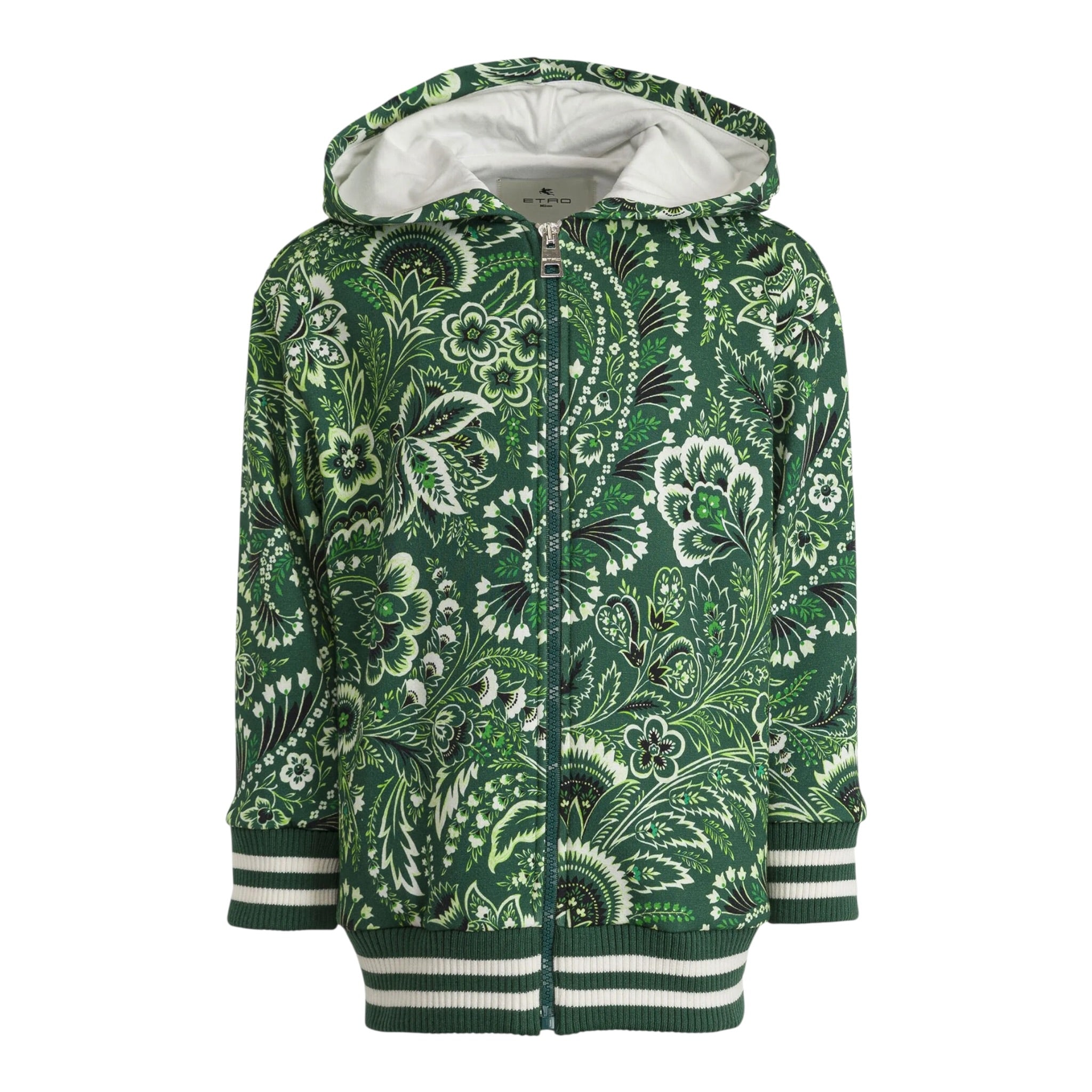 Etro Felpa con Zip E Cappuccio Stampa Fantasia Verde per Bambino GU4P10 VERDE ETRO 