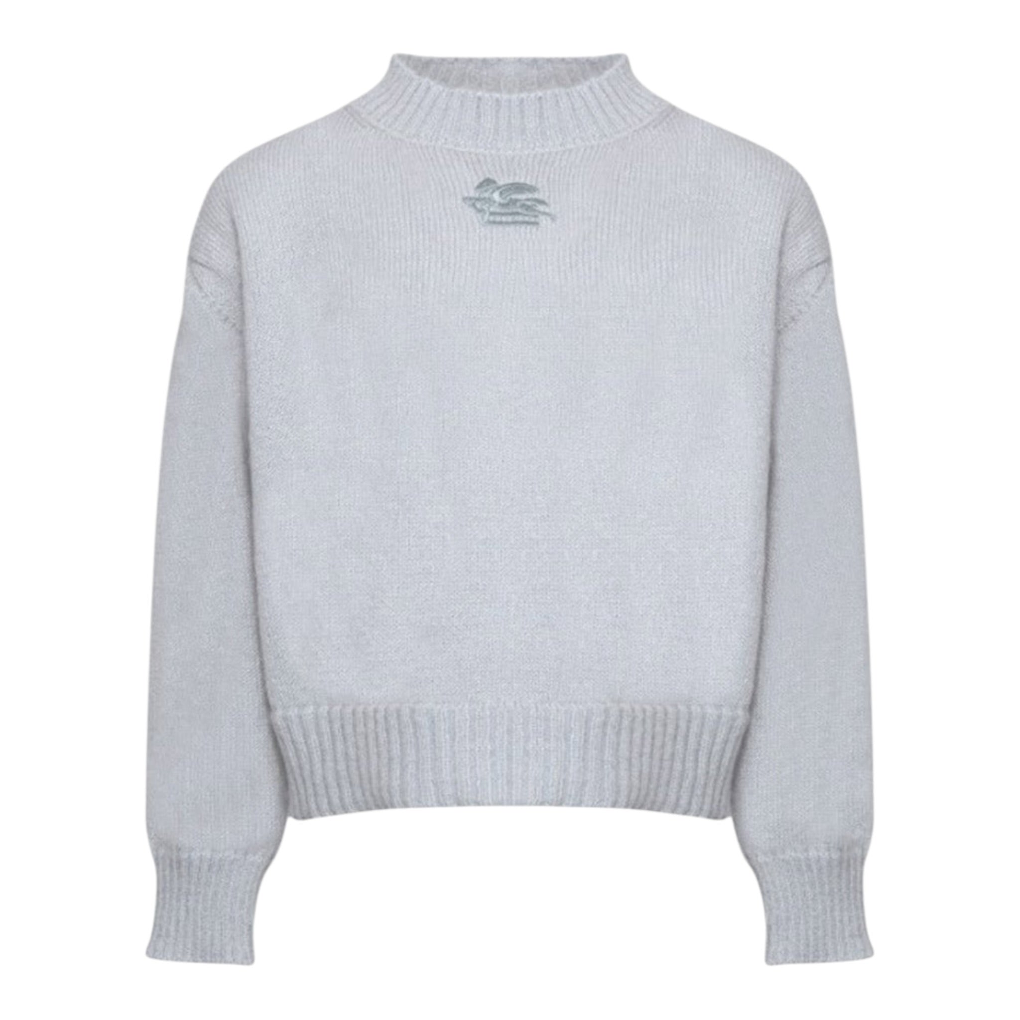 Etro Maglia Girocollo tinta unita con Ricamo Azzurro per Bambina GV9000J AZZURRO ETRO 
